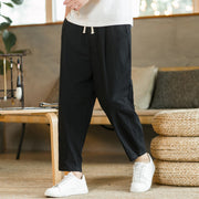 Buddha Stones Summer Men's Cotton Linen Pants With Pockets