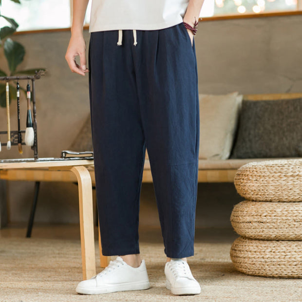 Buddha Stones Summer Men's Cotton Linen Pants With Pockets Men's Pants BS 16