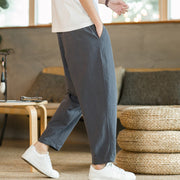 Buddha Stones Summer Men's Cotton Linen Pants With Pockets