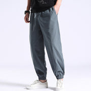 Buddha Stones Solid Color Cotton Linen Casual Men's Harem Pants With Pockets Men's Harem Pants BS 12