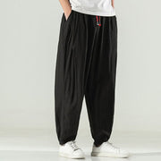 Buddha Stones Cotton Linen Men's Drawstring Harem Pants With Pockets Men's Harem Pants BS 21