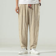 Buddha Stones Cotton Linen Men's Drawstring Harem Pants With Pockets