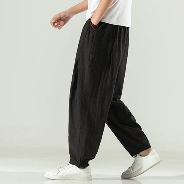 Buddha Stones Cotton Men's Drawstring Harem Pants With Pockets - image 19