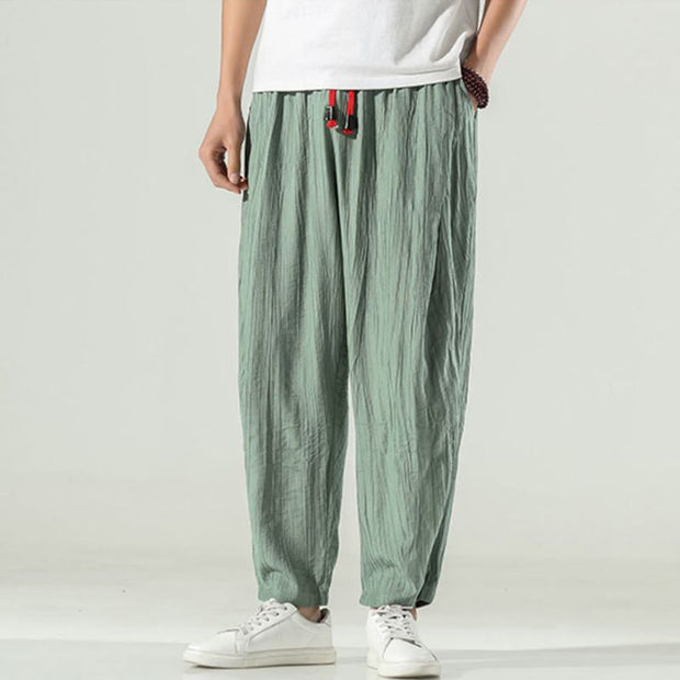 Buddha Stones Cotton Men's Drawstring Harem Pants With Pockets - image 14