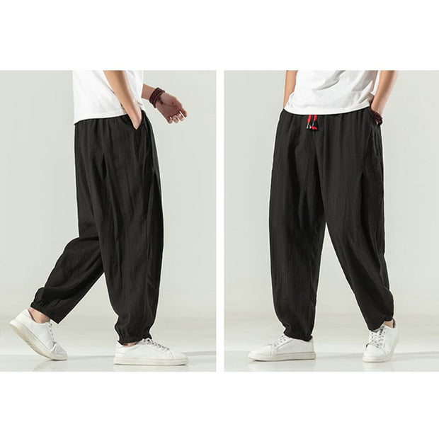 Buddha Stones Cotton Men's Drawstring Harem Pants With Pockets - image 27