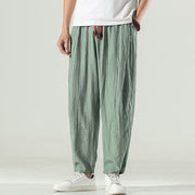 Buddha Stones Cotton Linen Men's Drawstring Harem Pants With Pockets Men's Harem Pants BS 13