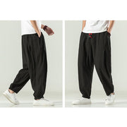 Buddha Stones Cotton Linen Men's Drawstring Harem Pants With Pockets Men's Harem Pants BS 26