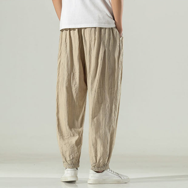 Buddha Stones Cotton Men's Drawstring Harem Pants With Pockets - image 3