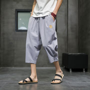 Buddha Stones Summer Men's Linen Drawstring Cropped Pants With Pockets - DarkGray - US/UK/AU44，EU54 (5XL) - image 18