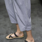 Buddha Stones Summer Men's Linen Drawstring Cropped Pants With Pockets - image 29