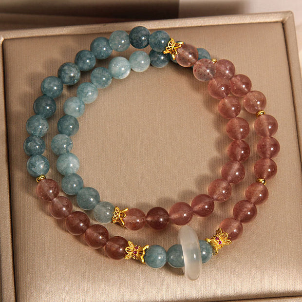 Buddha Stones Jade Strawberry Quartz Abundance Luck Bracelet Bracelet BS 2