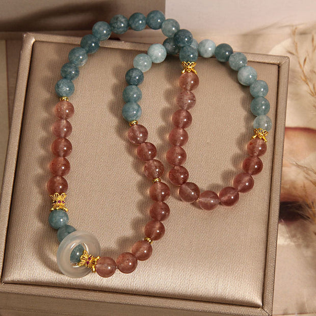 Buddha Stones Jade Strawberry Quartz Abundance Luck Bracelet Bracelet BS 5