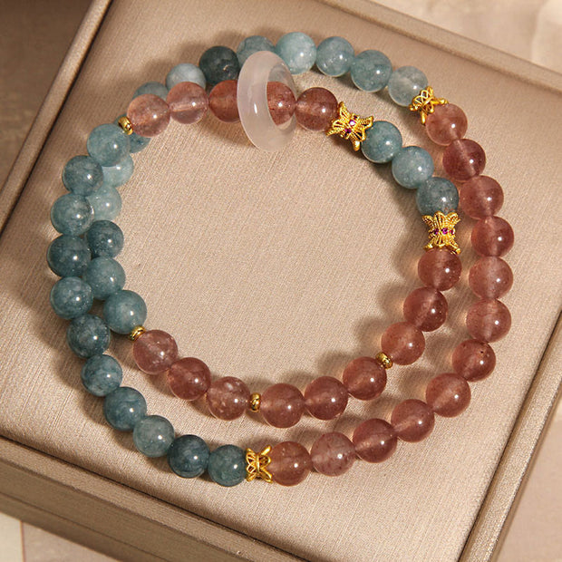 Buddha Stones Jade Strawberry Quartz Abundance Luck Bracelet Bracelet BS 4