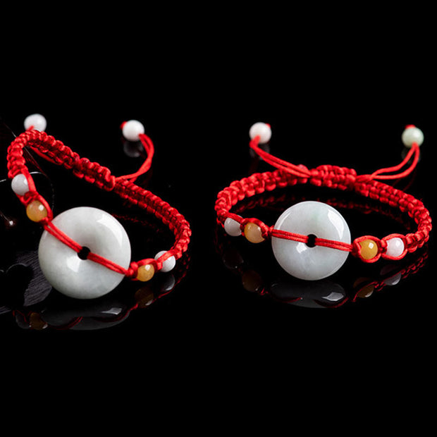 FREE Today: Reminder Of Happiness Jade Peace Buckle Red String Bracelet