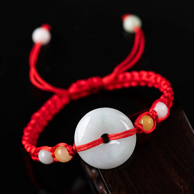 FREE Today: Reminder Of Happiness Jade Peace Buckle Red String Bracelet