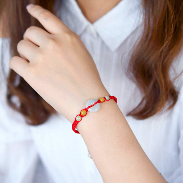 FREE Today: Reminder Of Happiness Jade Peace Buckle Red String Bracelet