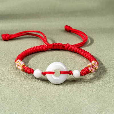 Buddha Stones Jade Luck Abundance Red String Bracelet