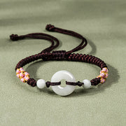 Buddha Stones Jade Luck Abundance Red String Bracelet