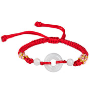 Buddha Stones Jade Luck Abundance Red String Bracelet