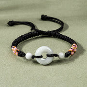 Buddha Stones Jade Luck Abundance Red String Bracelet Bracelet BS Black (Wrist Circumference: 13-19.5cm)