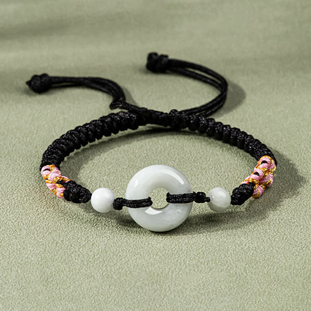 Buddha Stones Jade Luck Abundance Red String Bracelet Bracelet BS Black (Wrist Circumference: 13-19.5cm)