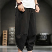 Buddha Stones Summer Solid Men's Cotton Linen Cropped Pants With Pockets Men's Pants BS 25