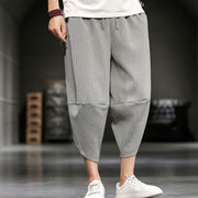 Buddha Stones Summer Solid Men's Cotton Linen Cropped Pants With Pockets Men's Pants BS 1