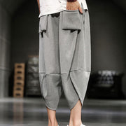 Buddha Stones Summer Solid Men's Cotton Linen Cropped Pants With Pockets Men's Pants BS 2