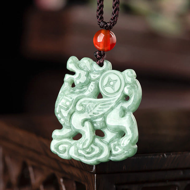 Buddha Stones Jade PiXiu Wealth Luck String Necklace Pendant Necklaces & Pendants BS 1