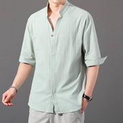 Buddha Stones Summer Men's Half Sleeve Button Cotton Shirt Men's Shirts BS MintCream 6XL(Fit for US/UK/AU48; EU58)