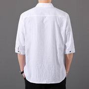 Buddha Stones Summer Men's Half Sleeve Button Cotton Shirt Men's Shirts BS 5