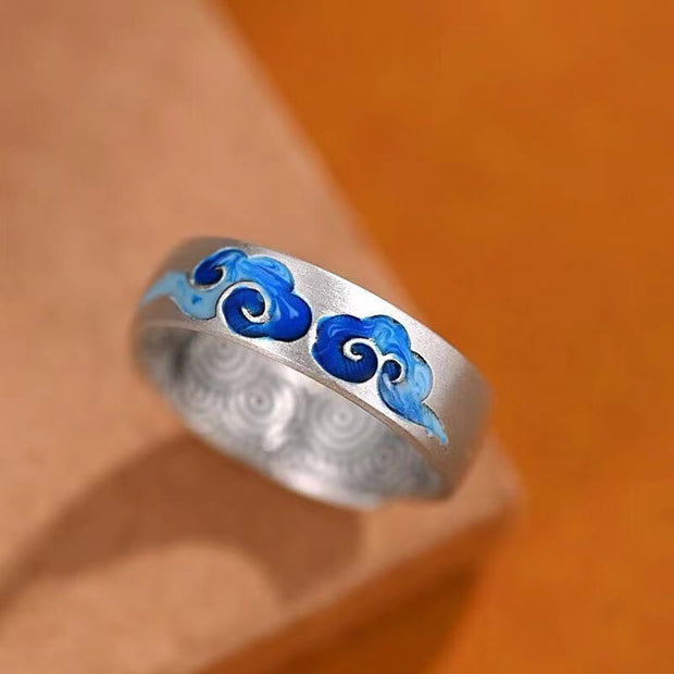 FREE Today: Good Fortune Blue Auspicious Clouds Pattern Copper Adjustable Ring FREE FREE Auspicious Clouds(Adjustable)