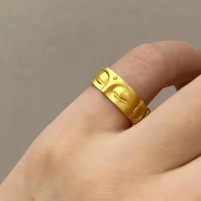 Buddha Stones Golden Meditation Buddha Serenity Copper Adjustable Ring