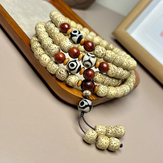 Buddha Stones 108 Mala Beads Bodhi Seed Dzi Bead Keep Away Evil Spirits Bracelet Mala Bracelet BS 4