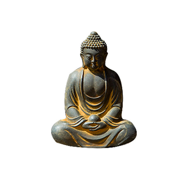 Buddha Stones Tibetan Meditating Buddha Iron Powder Rust Cast Resin Statue Serenity Decoration Decorations BS 7