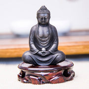 Buddha Stones Tibetan Meditating Buddha Iron Powder Rust Cast Resin Statue Serenity Decoration Decorations BS 24