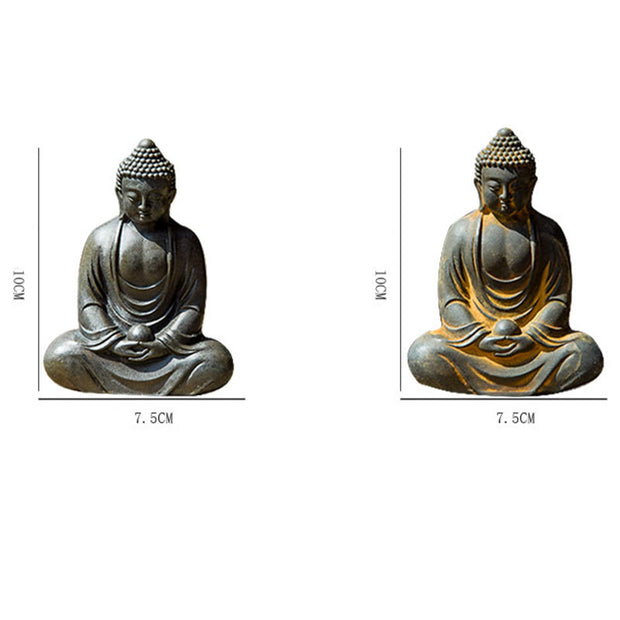 Buddha Stones Tibetan Meditating Buddha Iron Powder Rust Cast Resin Statue Serenity Decoration Decorations BS 15