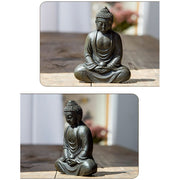 Buddha Stones Tibetan Meditating Buddha Iron Powder Rust Cast Resin Statue Serenity Decoration Decorations BS 11