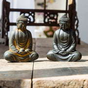 Buddha Stones Tibetan Meditating Buddha Iron Powder Rust Cast Resin Statue Serenity Decoration