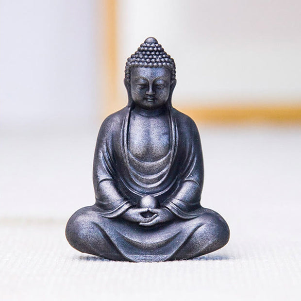 Buddha Stones Tibetan Meditating Buddha Iron Powder Rust Cast Resin Statue Serenity Decoration Decorations BS 23