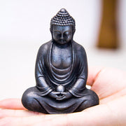 Buddha Stones Tibetan Meditating Buddha Iron Powder Rust Cast Resin Statue Serenity Decoration Decorations BS 21