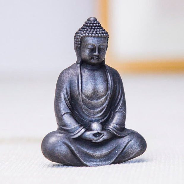 Buddha Stones Tibetan Meditating Buddha Iron Powder Rust Cast Resin Statue Serenity Decoration Decorations BS 19