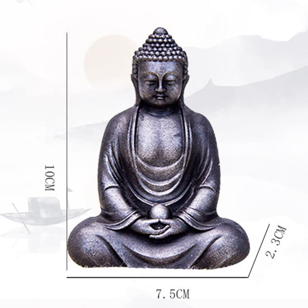 Buddha Stones Tibetan Meditating Buddha Iron Powder Rust Cast Resin Statue Serenity Decoration Decorations BS 26