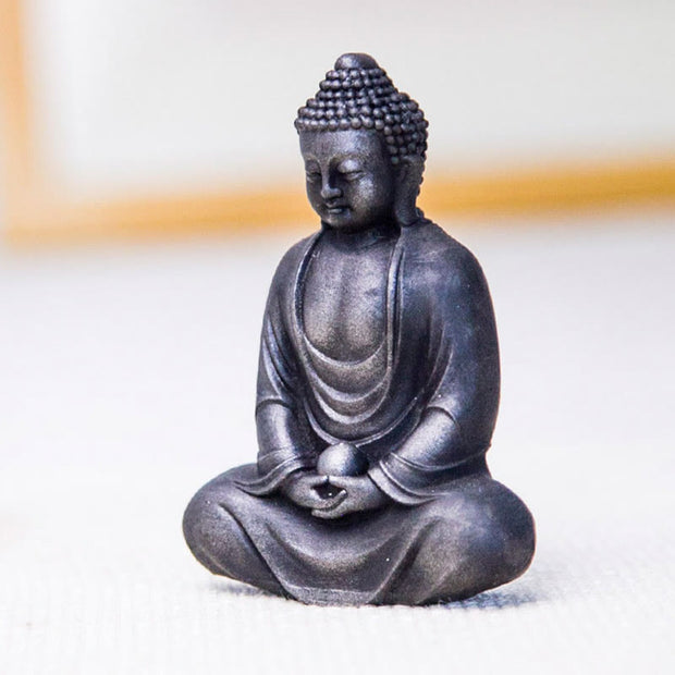 Buddha Stones Tibetan Meditating Buddha Iron Powder Rust Cast Resin Statue Serenity Decoration Decorations BS 22