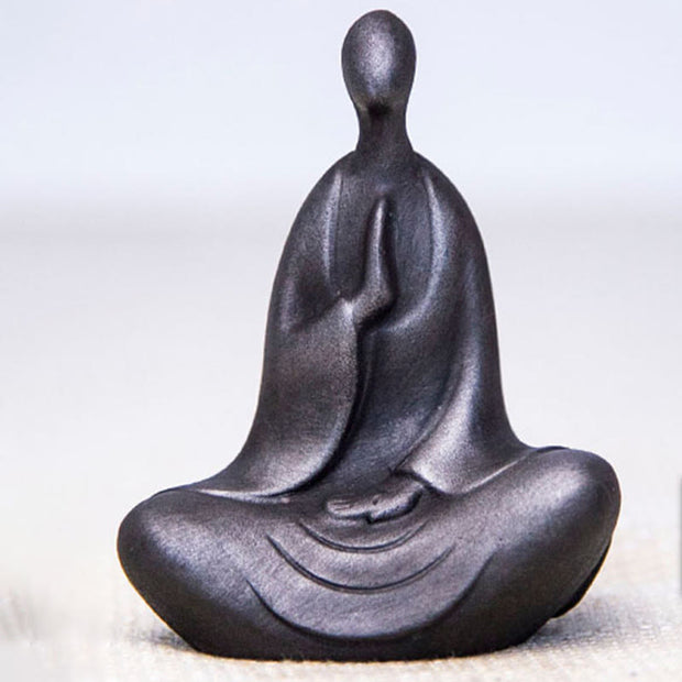 Buddha Stones Tibetan Buddha Iron Powder Rust Cast Resin Statue Desk Decoration Decorations BS Meditation Buddha 7.3*9cm Polished Version