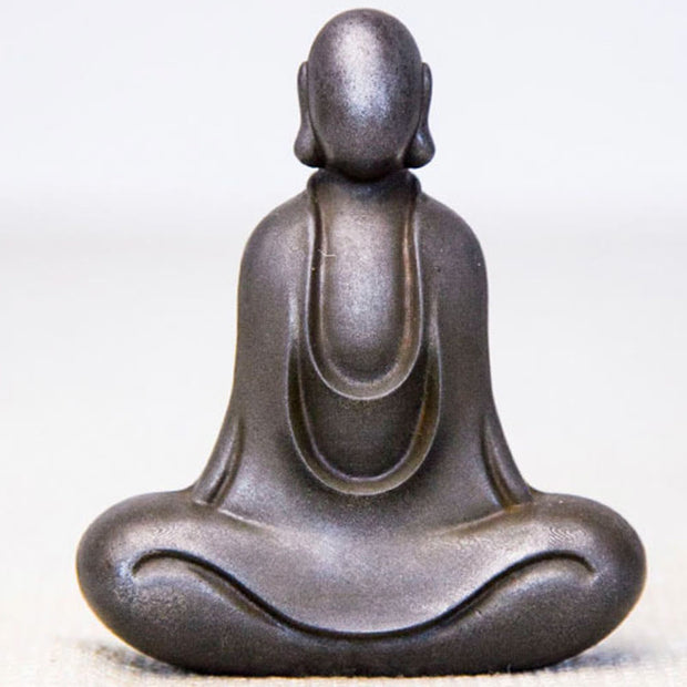 Buddha Stones Tibetan Buddha Iron Powder Rust Cast Resin Statue Desk Decoration Decorations BS Buddha 10*8.5*2.6cm Polished Version