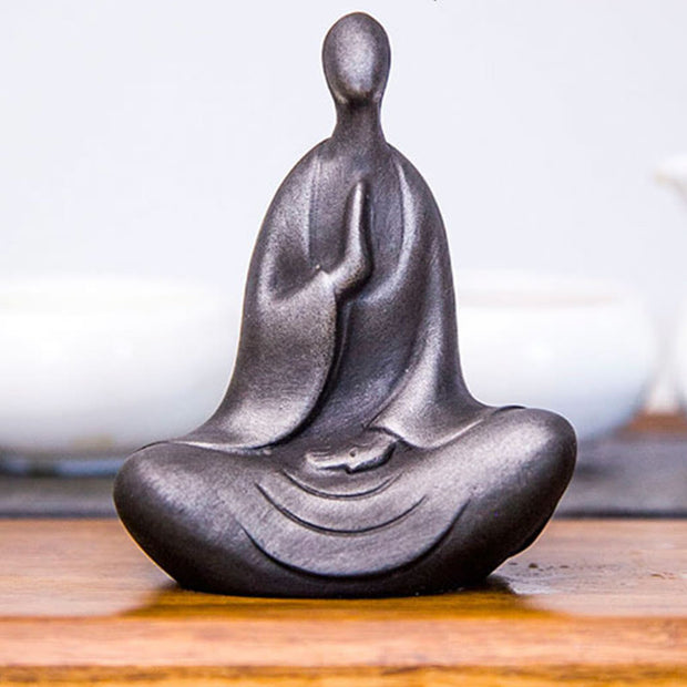 Buddha Stones Tibetan Buddha Iron Powder Rust Cast Resin Statue Desk Decoration Decorations BS 7