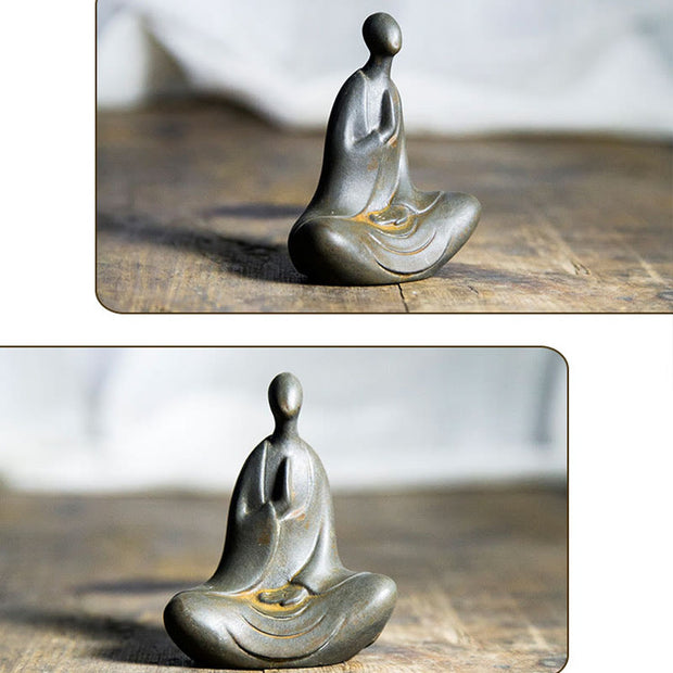 Buddha Stones Tibetan Buddha Iron Powder Rust Cast Resin Statue Desk Decoration