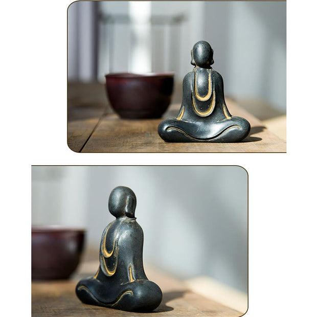 Buddha Stones Tibetan Buddha Iron Powder Rust Cast Resin Statue Desk Decoration Decorations BS 19