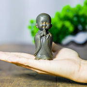 Buddha Stones Small Meditating Monk Iron Powder Rust Cast Resin Statue Desk Decoration Decorations BS 21